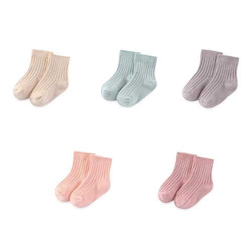 JELYLOVE Unisex Baby Boy Girl Socks 5 Pack Ankle Crew Socks Breathable Socks Newborn Accessories Set 0-5T