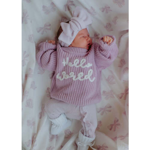 'Hello World' Chunky Knit Jumper | Lilac – Little and Fern