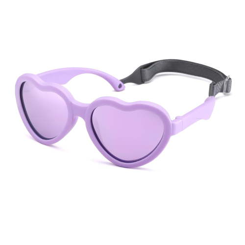 Flexible Heart Shaped Baby Polarized Sunglasses with Strap Adjustable Toddler & Infant Age 0-24 Months - 2 Pack