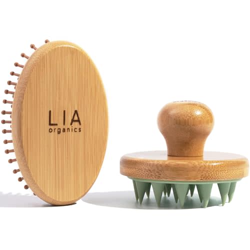 Bamboo Scalp Brush & Massager Duo – Stimulates Blood Circulation, Enhances Oil Absorption, Promotes Healthy Hair Growth – Eco-Friendly, Gentle on Scalp, Ideal for Daily Use
