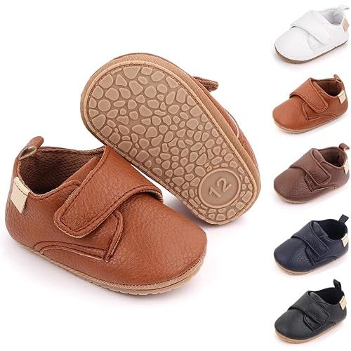 Meckior Infant Baby Boys Girls Classic PU Leather Wedding Loafers Brogue Toddler Oxford Dress Shoes First Steps Walking Flat Lazy Crib Shoe