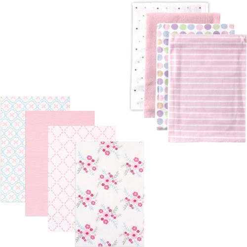 Luvable Friends Baby Girls' Flannel Receiving Blanket, 8-Pack, Choose Your Color