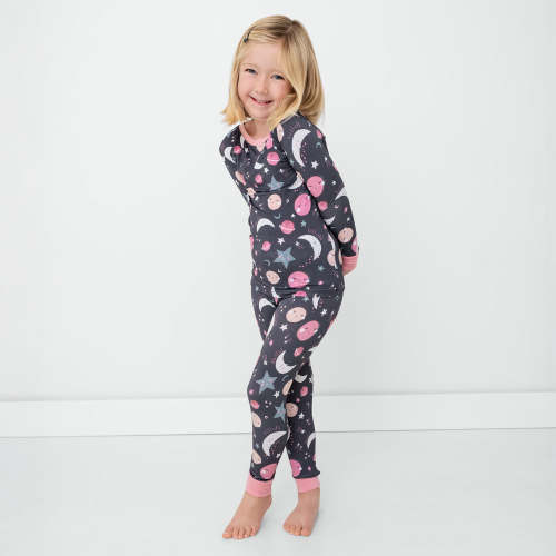 Pink To the Moon & Back Two-Piece Pajama Set - Little Sleepies