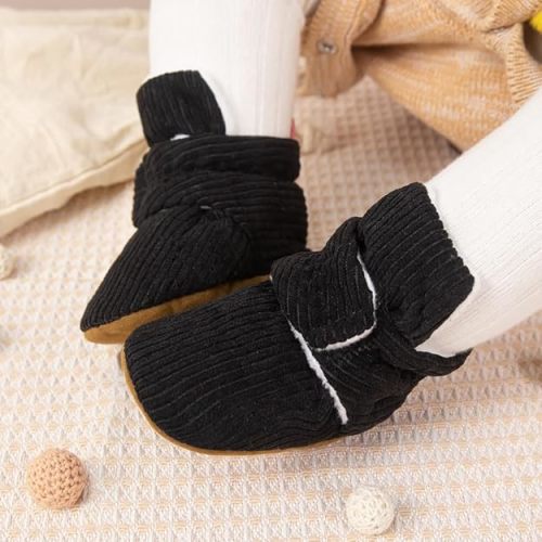 HsdsBebe Unisex Newborn Baby Cotton Booties Non-Slip Sole for Toddler Boys Girls Infant Winter Warm Fleece Cozy Socks Shoes