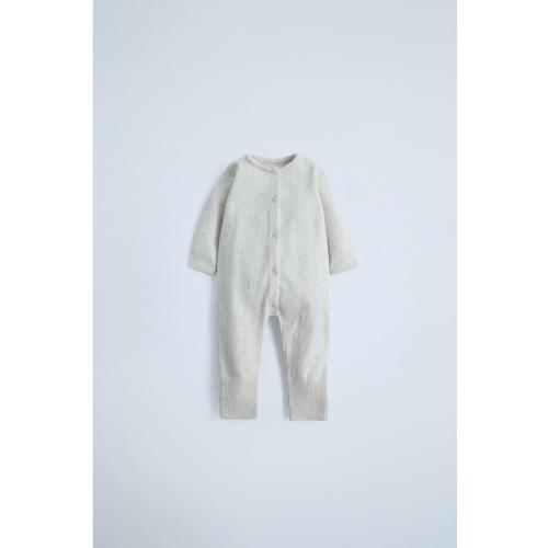 CONVERTIBLE COTTON SILK FOOTIE JUMPSUIT - Mid-ecru | ZARA United States