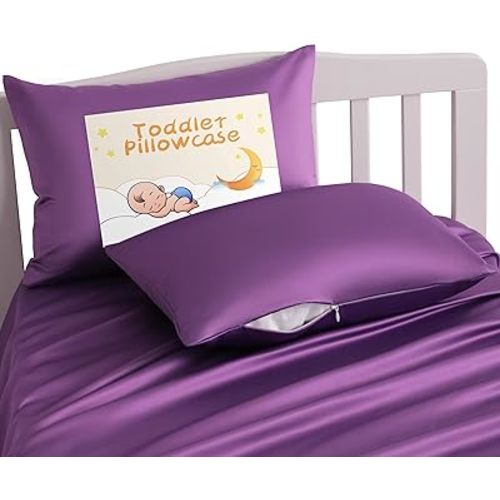 NTBAY Zippered Silk Satin Baby Pillowcases, 2 Pack, Purple, 13x18