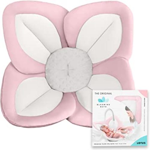 Blooming Bath Lotus Baby Bath Seat - Flower Bath Mat Baby Bath Tub Sink Bath Cushion - The Original Washer-Safe Flower Seat Baby Essentials Must Haves (Pink/White/Gray)
