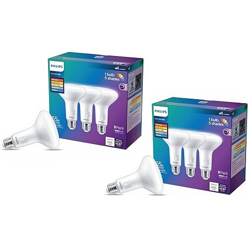 PHILIPS BR30 Dimmable LED Spotlight Bulbs - Flicker Free Light Bulb with EyeComfort Technology - Selectable White - E26 Base - 6 Pack