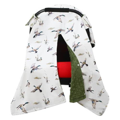 Honeydak Mallard Duck Car Seat Cover Baby Carseat Covers Minky Infant Nursing Canopy Breastfeeding Blankets Peekaboo Opening Mallard Duck Stroller Stuff for Newborn Baby Boy Girl, 27.5 x 39 Inch