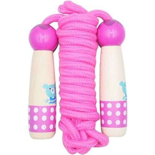 Jump Rope for Kids Adjustable Length Cotton Rope with Wooden Handle for Boys and Girls Sport Fitness Exercise