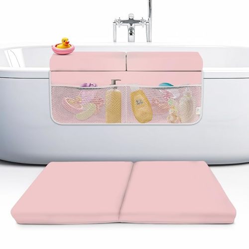 Memory Foam Bath Kneeler and Elbow Rest Pad Set, 2-Inch Thick | Water-Resistant, Anti Slip Bottom , 8 suction cups, Carry Bag , Great Baby Gift