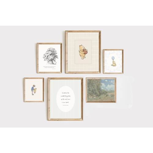 Winnie the Pooh Quotes Gallery Wall Art Prints | Vintage | Toile de Juoy | Baby Boy Nursery | Set of 6 | Digital Download