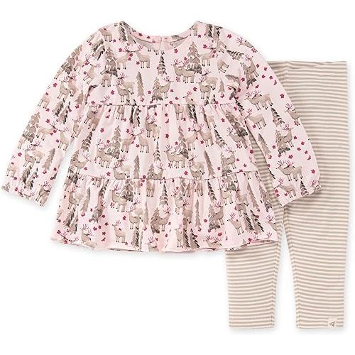 Burt's Bees Baby Baby Girls' Long Sleeve Top and Pant Set, 100% Organic Cotton