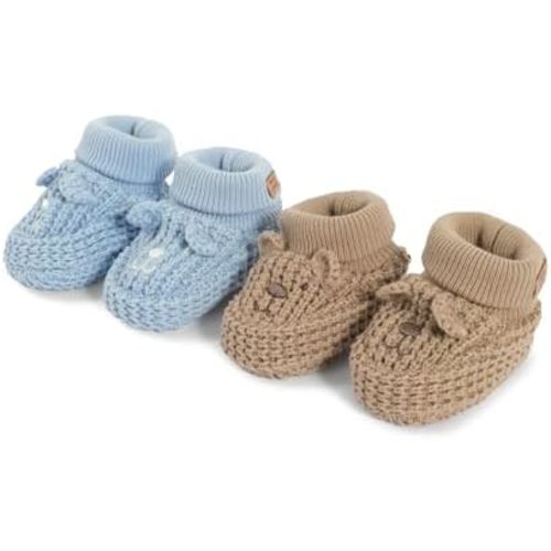 Fleece Baby Booties for Newborns - Cozy, Warm & Adjustable Slippers with Non-Slip Sole -Soft And Lightweight for Babies
