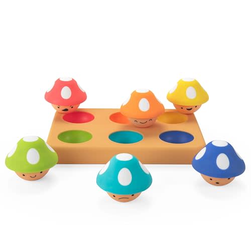 Sassy Mischievous Matching Mushrooms, Sorting Board, Social Emotional Learning Toy, STEM, 12+ Months
