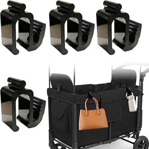Universal Wagon Accessories, Upgraded Side Hooks with 30kg Load Capacity - Sturdy Stroller Hooks & Space-Saving Travel Organizer for All Stroller Wagon(4PCS)