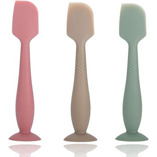 Baby Diaper Cream Spatula, Seeway 3 pack Baby Butt Paste Spatula, Diaper Cream Applicator, Silicone Butt Spatula for Newborn Babies (dark pink, green, brown)