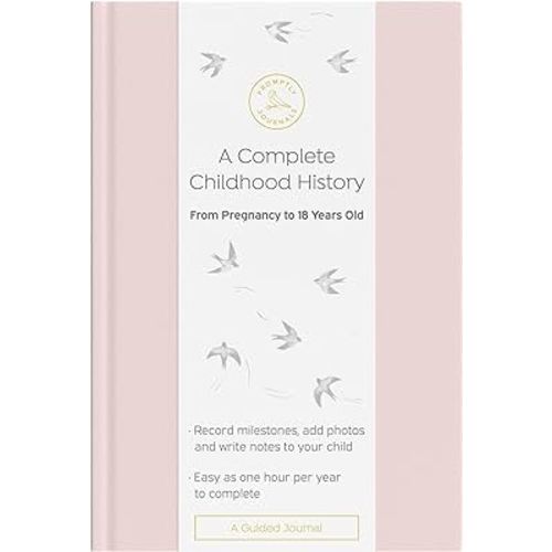 Promptly Journals, A Complete Childhood History: From Pregnancy to 18 Years Old (Powdered Lilac, Purple, Leatherette) | Baby Book and Pregnancy Journal | Baby Memory Book