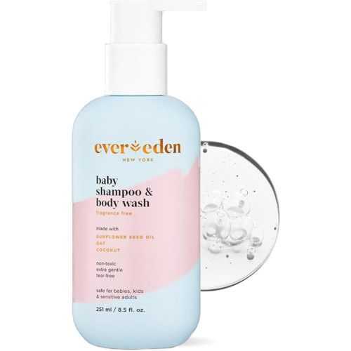 Evereden Baby Shampoo & Body Wash 2-in-1, 8.5 fl oz | Gentle, Non-Toxic, Fragrance-Free, Hydrating Formula for Sensitive Skin