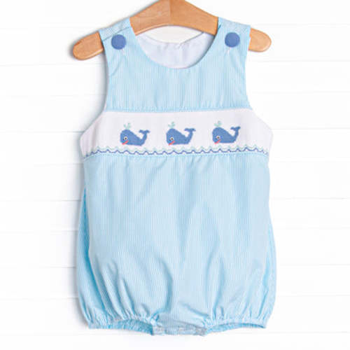 Marine Mammals Smocked Bubble, Aqua – Stitchy Fish