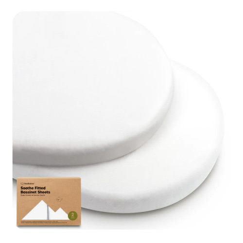 2-Pack Soothe Fitted Bassinet Sheets - Soft White / 33 x 17