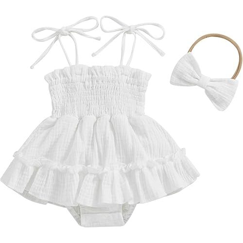 Meihuida Newborn Baby Girl Sleeveless Rompers Summer Clothes Cotton Bodysuit with Headband