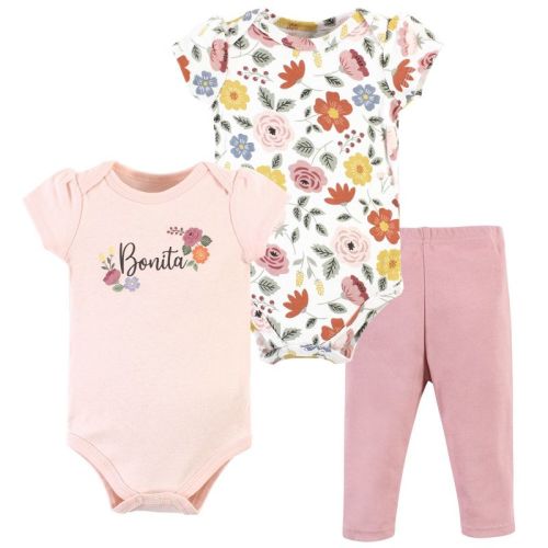 Hudson Baby Infant Girl Cotton Bodysuit And Pant Set, Bonita Short Sleeve, 3-6 Months