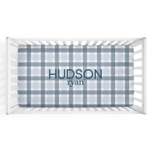 Paxton's Plaid Personalized Crib Sheet