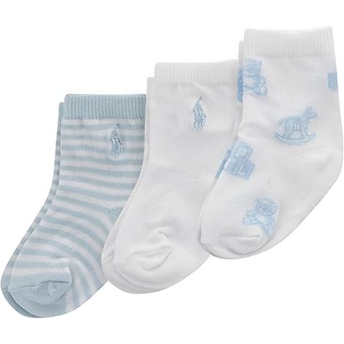 POLO RALPH LAUREN Baby Classic Socks-3 Pair Pack-Soft Cable and Tossed Cotton