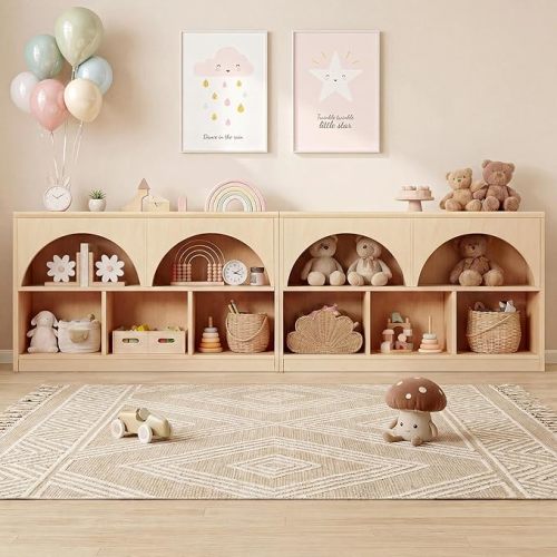 Fatmok 2-Shelf Bookcase Set of 2 (Color: Natural)