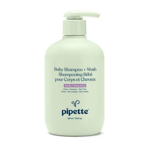 Pack of 2 Pipette Tear-Free Baby Shampoo & Wash, Sensitive Skin, Vanilla + Ylang Ylang, 11.8 fl oz