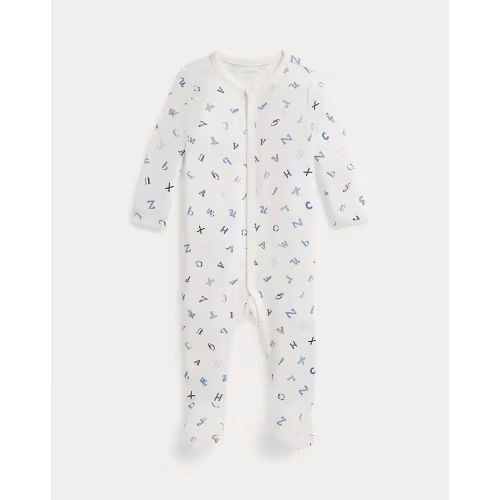 RL Alphabet-Print Cotton Footed Coverall | 6M