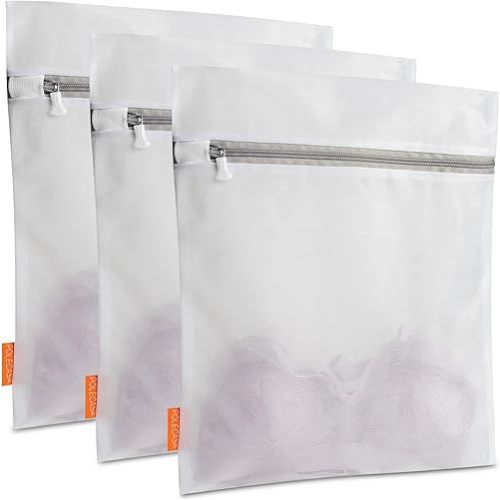 Polecasa Lead-free Premium Soft Fine Mesh Laundry Bags with Sturdy Zipper for Delicates - 3 Pack Medium Durable Laundry Wash Bags - Protect Clothes in Washing Machine - 12 x 16 Inches