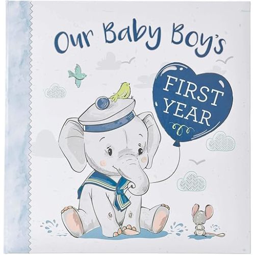 Christian Art Gifts Boy Baby Book of Memories Blue Keepsake Photo Album Our Baby Boy's First Year Memory Book Baby Book with Bible Verses Hardcover – January 1, 2020