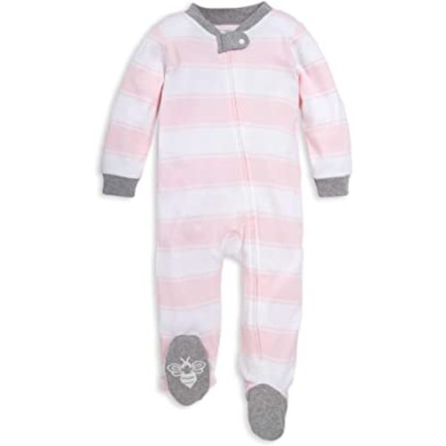 Burt's Bees Baby Baby Girls' 100% Organic Cotton Zip Front One-Piece Sleep & Play Loose Fit Pajamas