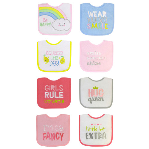 Parent's Choice Baby Girl Embroidered Bibs, 8 piece