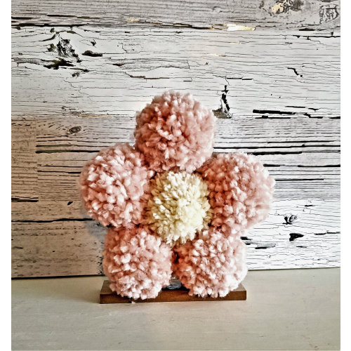 Pom Pom Daisy, Boho flower nursery decor , Christmas gift for teen, boho classroom decor, floral shelf art, Dorm decor, cottagecore decor