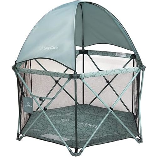 Baby Delight Go with Me Eclipse Deluxe Portable Playard | Playpen | Sun Canopy | Indoor and Outdoor | Ultra Padded Nylon Floor | Green Garden
