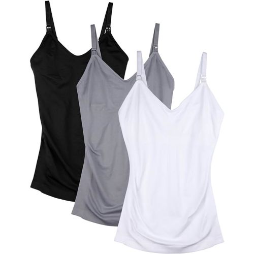 DAISITY Womens Maternity Nursing Tank Cami for Breastfeeding with Adjustable Straps