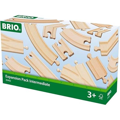 BRIO World Expansion Pack Intermediate - Works with All BRIO Train Sets - FSC-certified 16-Piece Wooden Train Tracks with Switches - Grow Existing Systems and Create Railway Empires - Kids Ages 3 & Up