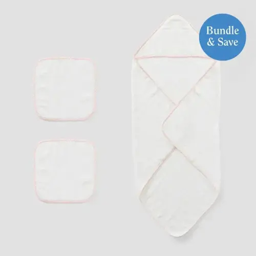 3-Piece Bundle: Baby Hooded Towel & Two Washcloths