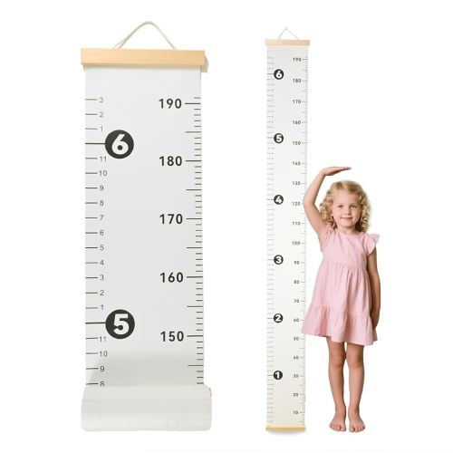 Growth Chart for Wall, Height Chart for Kids, Upgraded Full Length 78.34x8.26 Inches Removable Canvas Measurement Ruler Toddler Tracker Marker for Baby Child Nursery Bedroom Playroom Wall Decor