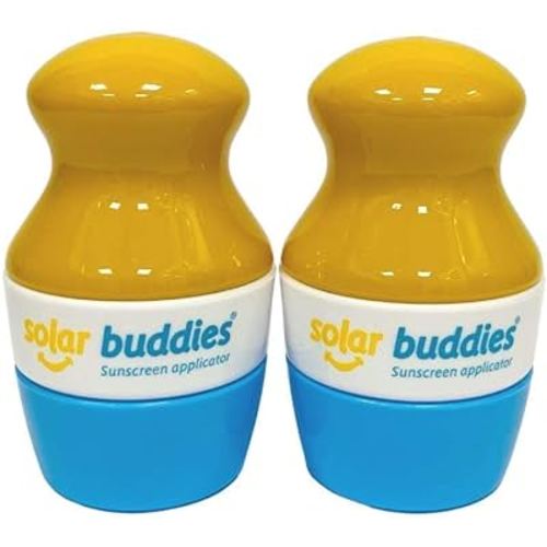 Duo Blue Pack Of Solar Buddies Refillable Roll On Sponge Applicator For Kids, Adults, Families, Travel Size Holds 100ml Travel Friendly for Sunscreen, Suncream and Lotions