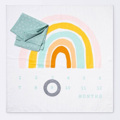Muslin Blanket with Felt Frame Rainbow - Cloud Island™