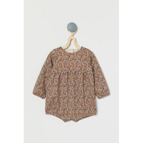 Cotton Romper Suit - Light beige/small flowers - Kids | H&M US