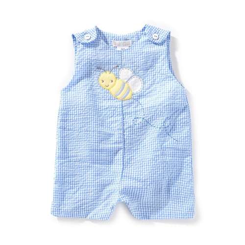 Petit Ami Baby Boys 3-24 Months Sleeveless Gingham Bumblebee Shortall