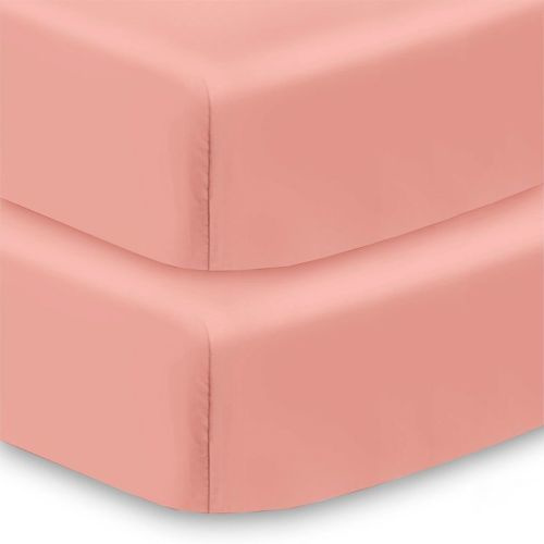 BreathableBaby Cotton Percale Fitted Sheet, For 52" x 28" Crib & Toddler Bed Mattress, Color: Rose