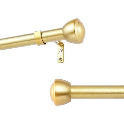1 Inch Gold Curtain Rods for Windows 28-48 Inches - Heavy Duty, Adjustable, Black Finish, Ideal Room Divider and Outdoor Rod, 32"-48"