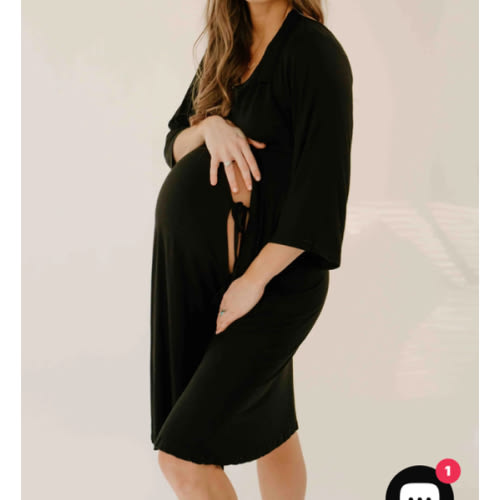 Lila Labor & Postpartum Gown in Black
