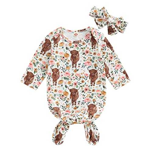CIYCUIT Knotted Baby Gowns Newborn Coming Home from Hospital Outfit